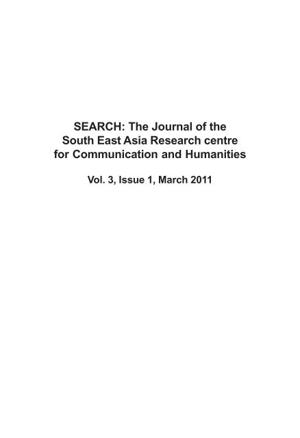 Contents and Foreword - South East Asia Research Centre for ...