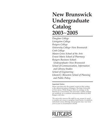 Programs of Study for Liberal Arts Students - Catalogs - Rutgers ...