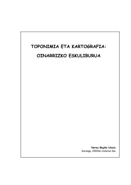 toponimia eta kartografia: oinarrizko eskuliburua - Euskara - Euskadi ...