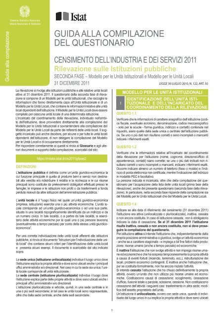 SCARICARE MODULO CENSIMENTO 2011