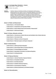 Curriculum Map: Chemistry I Honors