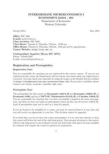 Intermediate Microeconomic Theory I - Economics