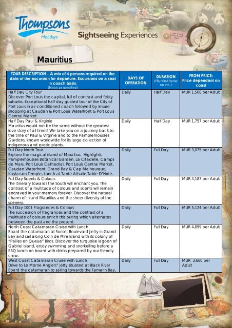 Mauritius Excursions - Thompsons Tours