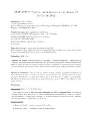 MAT 1722C: Calcul différentiel et intégral II Automne 2012