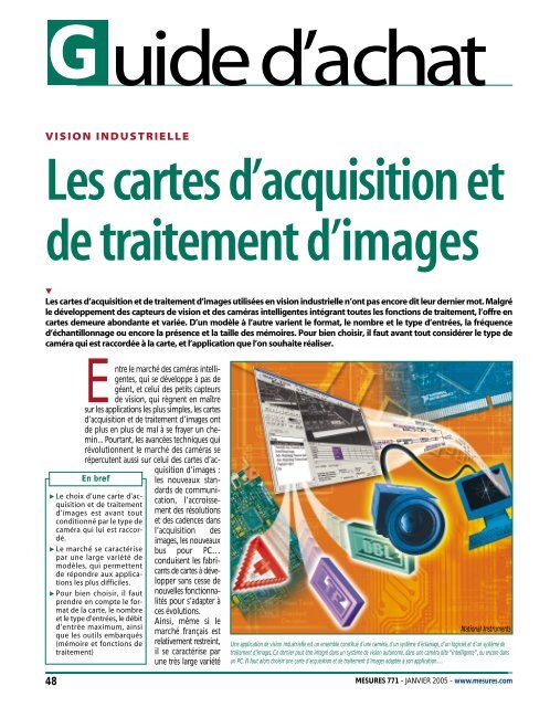 Les cartes d'acquisition et de traitement d'images - Mesures