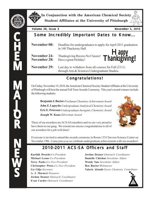 C H E M M A J O R N E W S Department Of Chemistry University