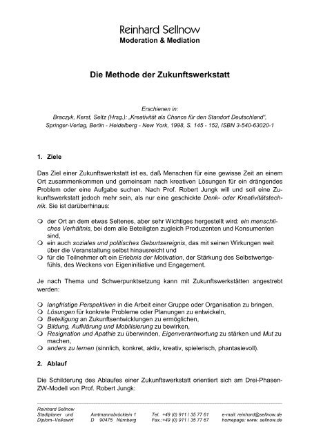 Die Methode der Zukunftswerkstatt - Sellnow.de