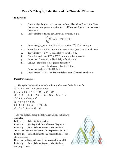 Pascals Triangle And Induction1pdf