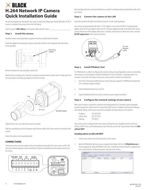 H.264 Network IP Camera Quick Installation Guide - Supercircuits Inc.
