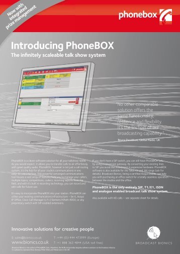 Flyer: Introducing PhoneBOX - Broadcast Bionics