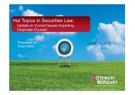 Hot Topics in Securities Law: - Stewart McKelvey