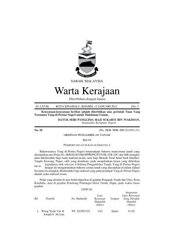 Warta Kerajaan - Sabah