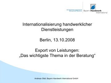 Dienstleistungs- export im Handwerk - Mittelstand in Bayern
