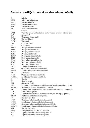 Seznam pouÅ¾itÃ½ch zkratek (v abecednÃ­m poÅadÃ­) - Studiumchemie.cz