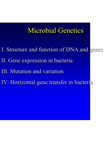 Microbial Genetics Microbial Genetics