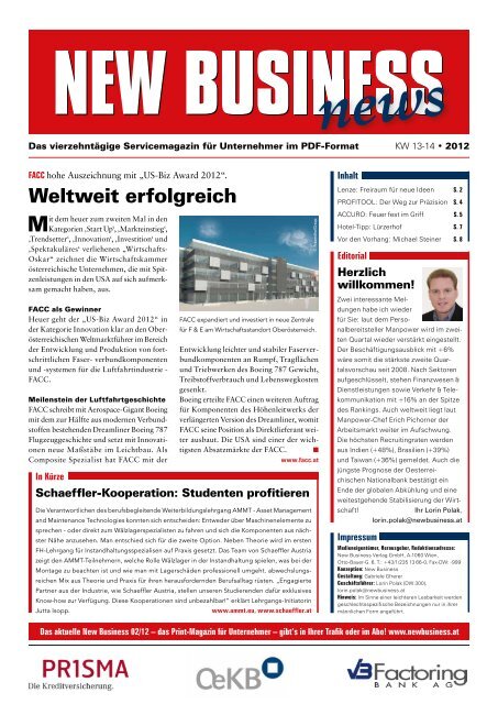 Weltweit erfolgreich - NEW BUSINESS News