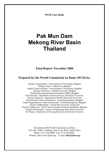 Case Study: Pak Mun Dam, Mekong River Basin, Thailand - AECEN