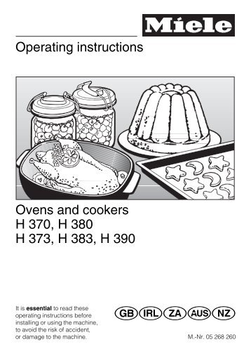 Operating instructions Ovens and cookers H 370, H 380 H 373, H ...