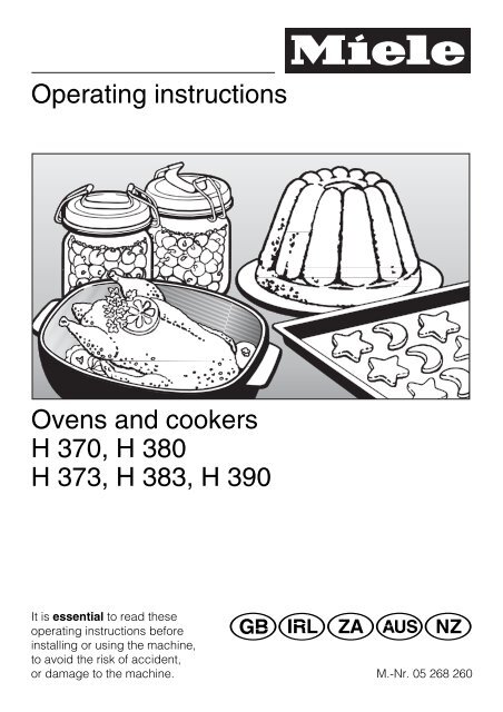 Operating instructions Ovens and cookers H 370, H 380 H 373, H ...