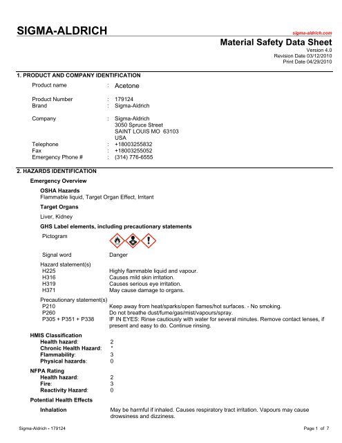 Download MSDS file - MMI Chemical Inventory