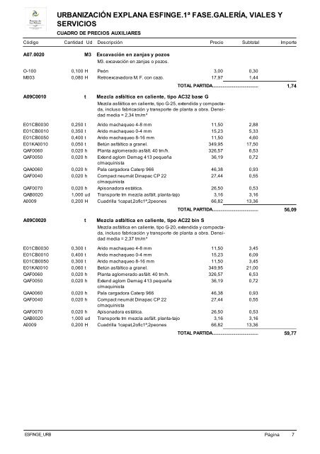 (1ª FASE). GALERÍA, VIALES Y SERVICIOS TOMO I DE III ...