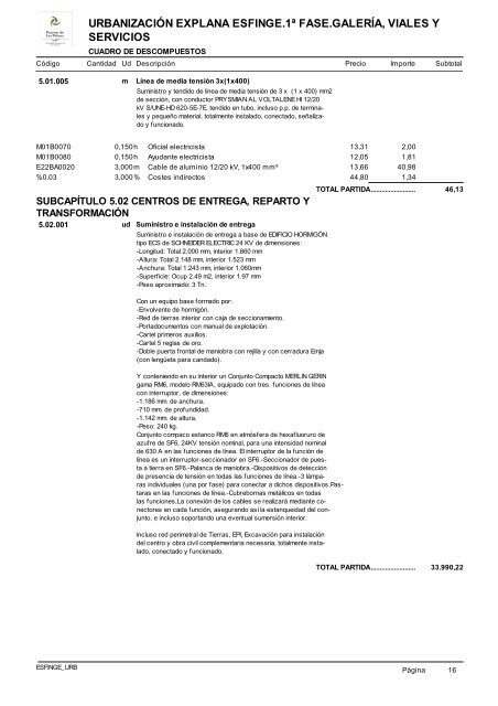 (1ª FASE). GALERÍA, VIALES Y SERVICIOS TOMO I DE III ...