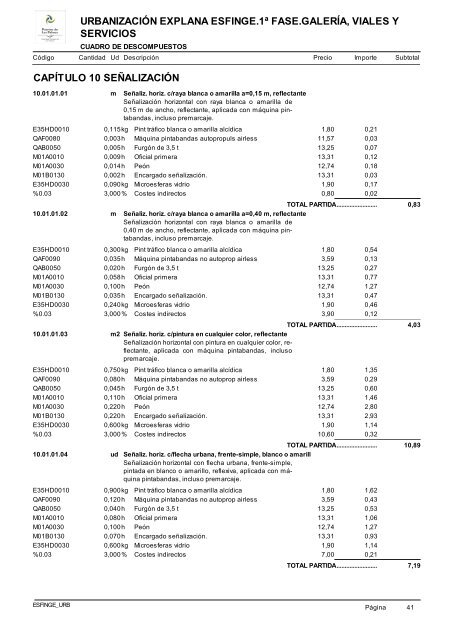 (1ª FASE). GALERÍA, VIALES Y SERVICIOS TOMO I DE III ...