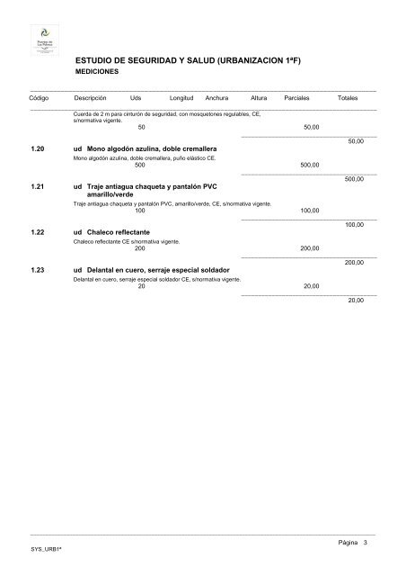 (1ª FASE). GALERÍA, VIALES Y SERVICIOS TOMO I DE III ...