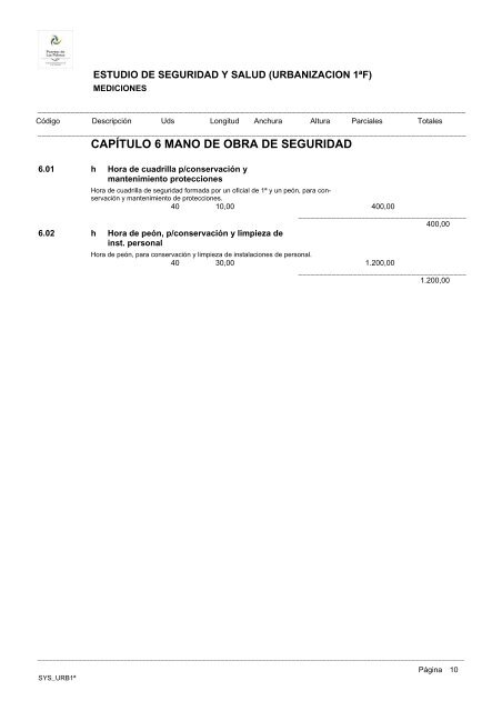 (1ª FASE). GALERÍA, VIALES Y SERVICIOS TOMO I DE III ...