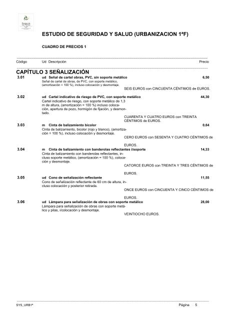 (1ª FASE). GALERÍA, VIALES Y SERVICIOS TOMO I DE III ...