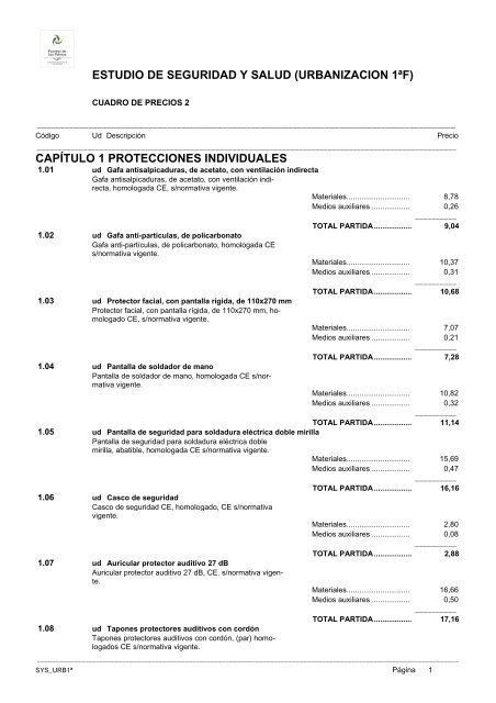 (1ª FASE). GALERÍA, VIALES Y SERVICIOS TOMO I DE III ...