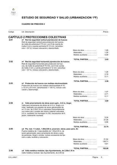 (1ª FASE). GALERÍA, VIALES Y SERVICIOS TOMO I DE III ...