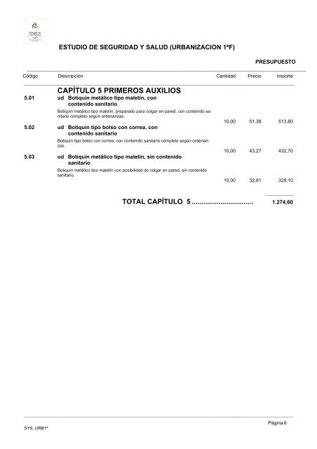 (1ª FASE). GALERÍA, VIALES Y SERVICIOS TOMO I DE III ...