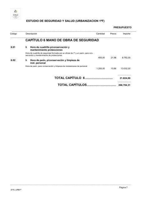 (1ª FASE). GALERÍA, VIALES Y SERVICIOS TOMO I DE III ...