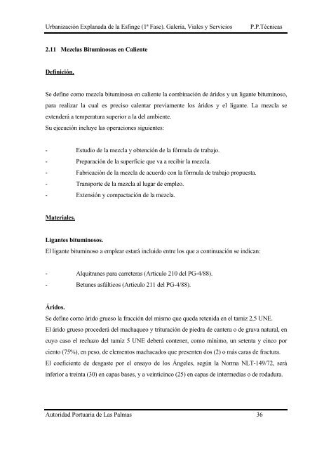 (1ª FASE). GALERÍA, VIALES Y SERVICIOS TOMO I DE III ...