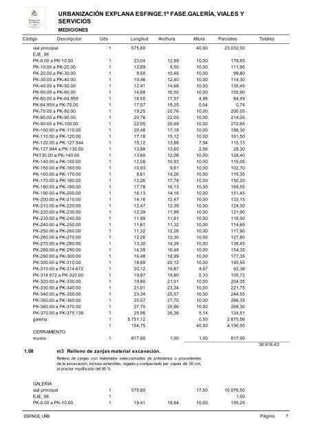 (1ª FASE). GALERÍA, VIALES Y SERVICIOS TOMO I DE III ...