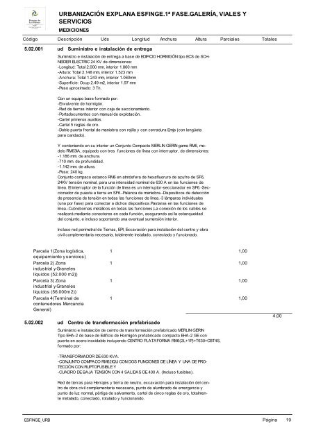 (1ª FASE). GALERÍA, VIALES Y SERVICIOS TOMO I DE III ...