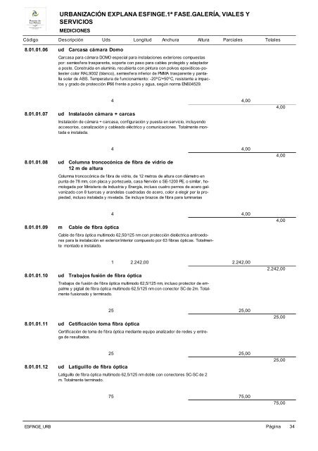 (1ª FASE). GALERÍA, VIALES Y SERVICIOS TOMO I DE III ...