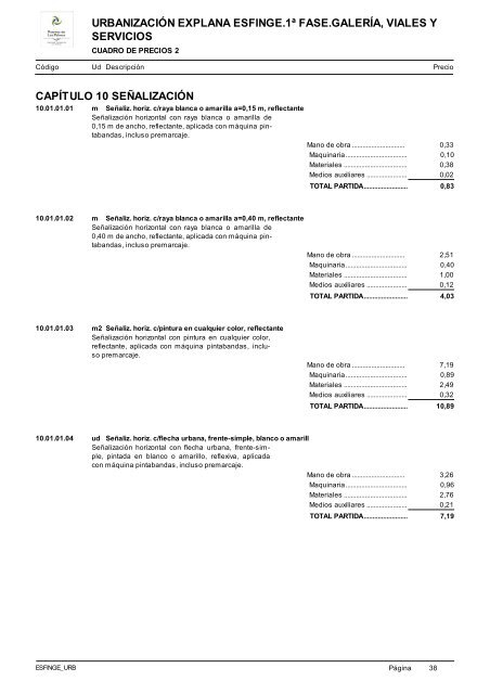 (1ª FASE). GALERÍA, VIALES Y SERVICIOS TOMO I DE III ...