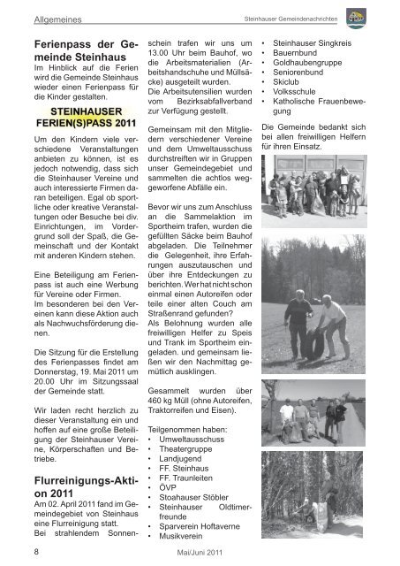 steinhauser gemeindenachrichten