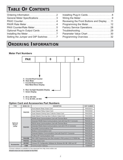 PAXI PAXC PAXR Data Sheet/Manual PDF - Red Lion Controls