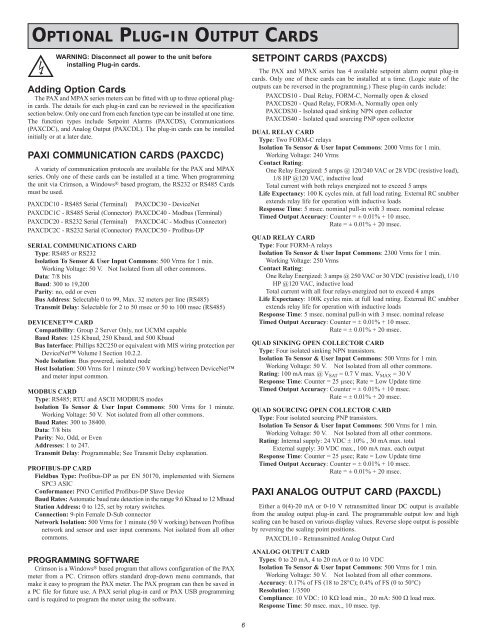 PAXI PAXC PAXR Data Sheet/Manual PDF - Red Lion Controls
