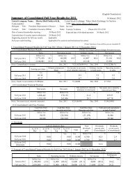 Summary of Consolidated Full Year Results for 2011