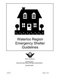 Waterloo Region Emergency Shelter Guidelines - Social Services