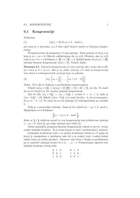 0.1 Kongruencije - OVDJE