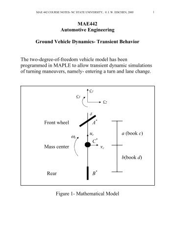 MAE442 Automotive Engineering Ground Vehicle Dynamics ...