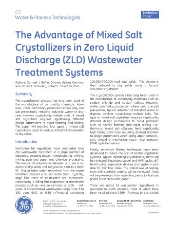 The Advantage of Mixed Salt Crystallizers in Zero Liquid Discharge ...