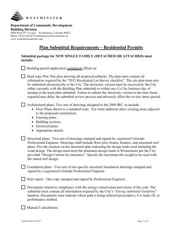 Plan Submittal Requirements â Residential Permits - City of ...