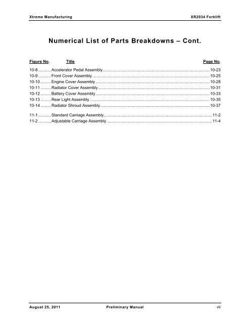 XR2034 Parts Manual - Xtreme Manufacturing