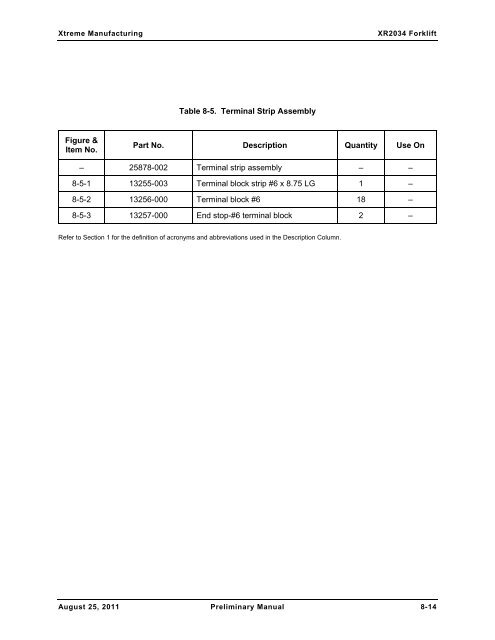 XR2034 Parts Manual - Xtreme Manufacturing